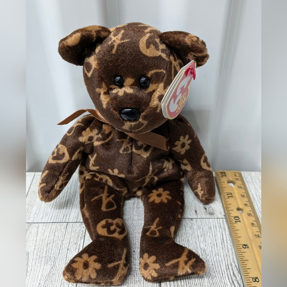 Ty Signature Brown Floral Stuffed Bear - Picture 2 of 5